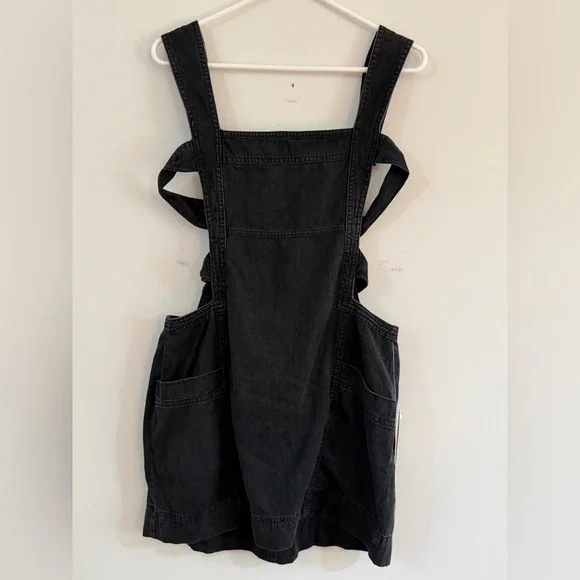 Anthropologie Pilcro  Women’s Medium Denim Black Overalls Mini Dress Boho Jean - Picture 4 of 12